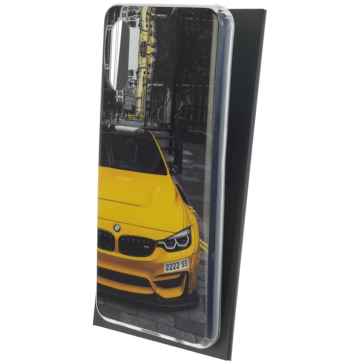 Чехол накладка Vinil для SAMSUNG Galaxy A02 (SM-A022G/DS), силикон, глянцевый, рисунок BMW желтый
