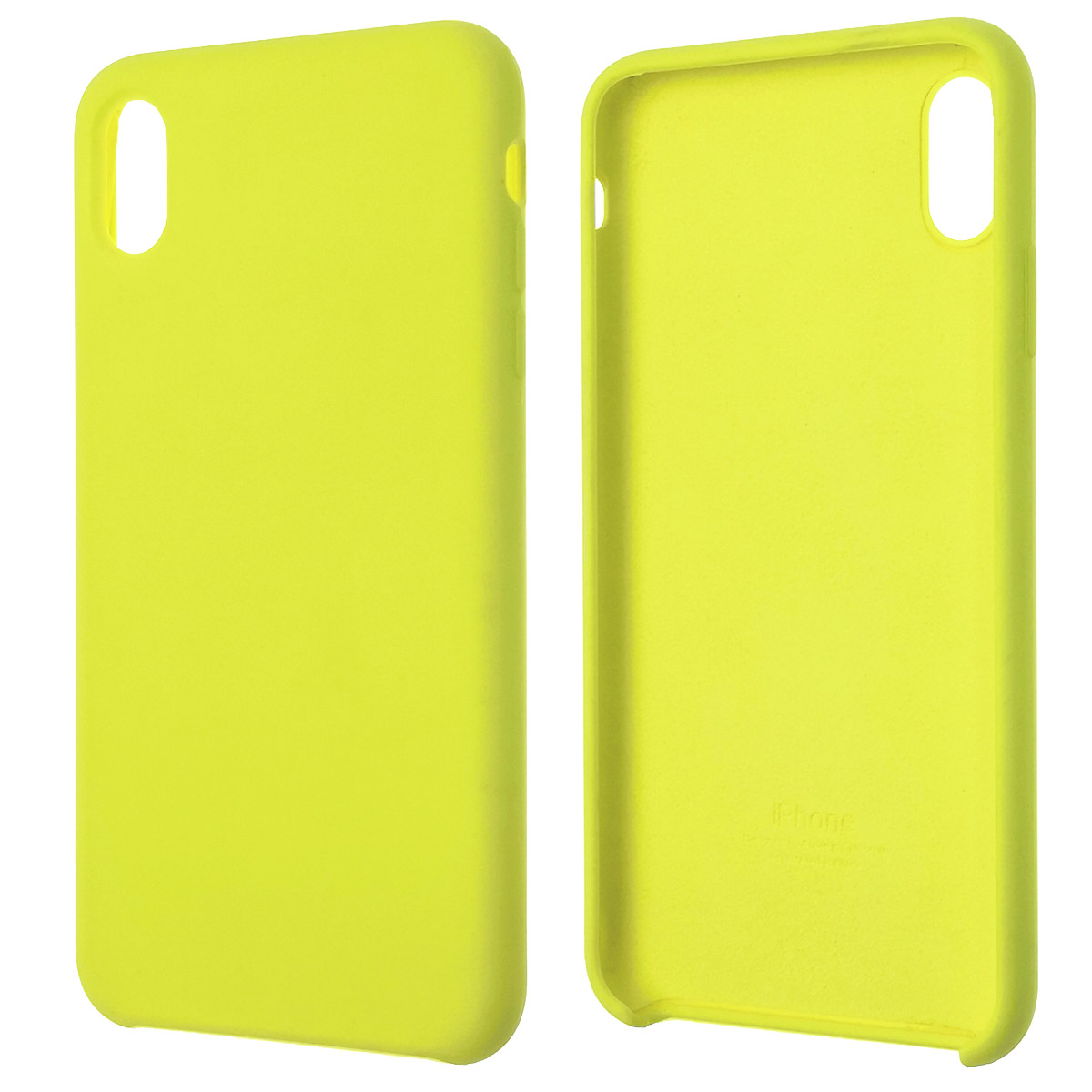 Чехол накладка Silicon Case для APPLE iPhone XS MAX, силикон, бархат, цвет лимонный