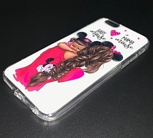 Чехол накладка для APPLE iPhone 6, iPhone 6G, iPhone 6S, силикон, блестки, рисунок MAMA Mouse BABY mouse