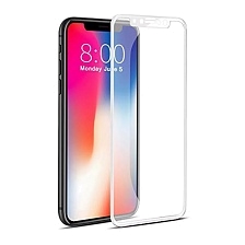 Защитное стекло 3D для APPLE iPhone X (5.8") ударопрочное прозрачное кант белый.