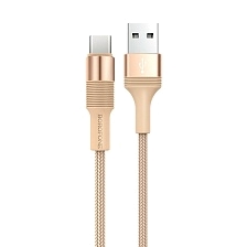 Кабель BOROFONE BX21 Outstanding USB Type C, 3A, длина 1 метр, нейлоновое армирование, цвет золотистый Кабель BOROFONE BX21 Outstanding USB Type C, 3A, длина 1 метр, нейлоновое армирование, цвет золотистый