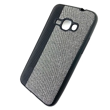 Чехол накладка для SAMSUNG Galaxy J1 2016 (SM-J120), силикон, комбинированный, цвет черно серый.