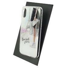 Чехол накладка для APPLE iPhone X, iPhone XS, силикон, рисунок Bonjour Paris