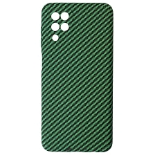 Чехол накладка KING для SAMSUNG Galaxy A12, M12, силикон, бархат, карбон, цвет зеленый