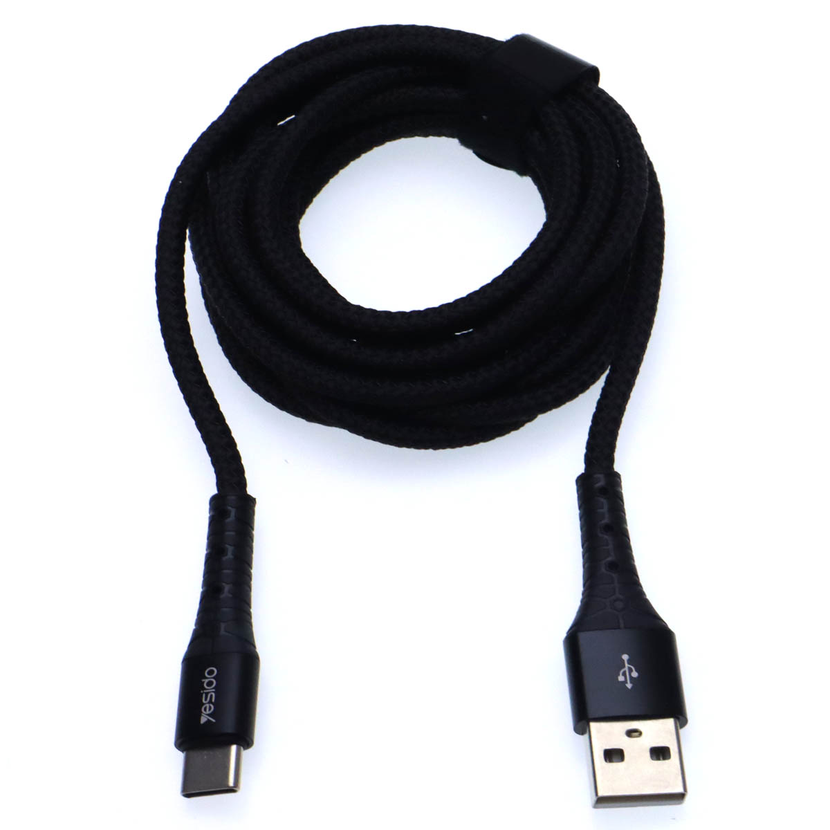 Кабель YESIDO CA50 USB Type C, 2.1A, длина 2 метра, цвет черный