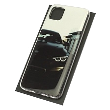 Чехол накладка для Realme C11 2020, силикон, рисунок черный BMW
