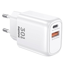 СЗУ (Сетевое зарядное устройство) REMAX KINGS GAN RP-U18, 30W, 1 USB A, 1 USB Type C, PD, QC, цвет белый