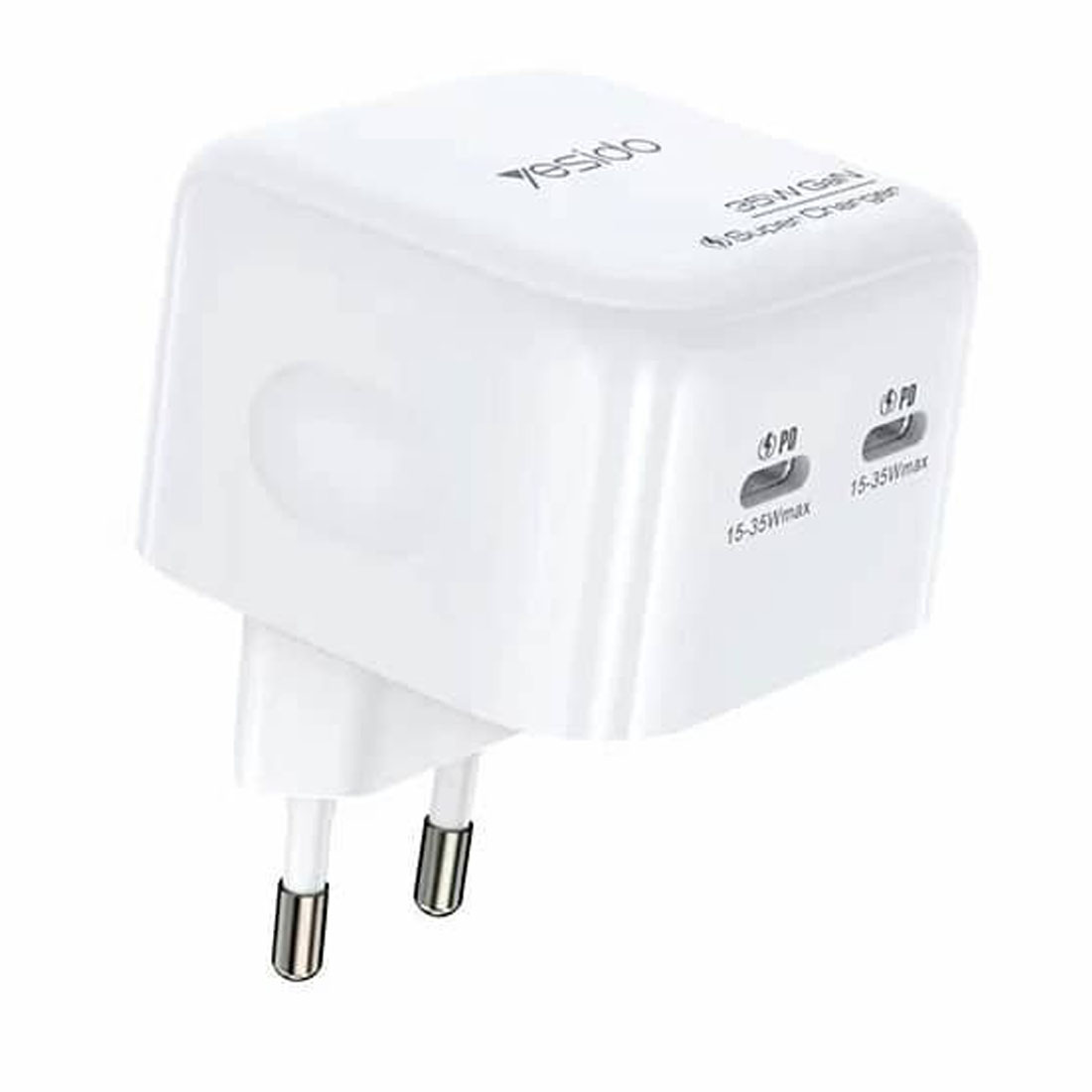 СЗУ (Сетевое зарядное устройство) YESIDO YC38, 35W, 2 USB Type C, цвет белый СЗУ (Сетевое зарядное устройство) YESIDO YC38, 35W, 2 USB Type C, цвет белый