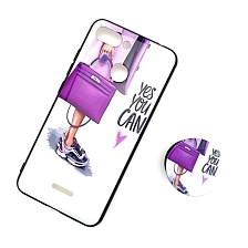 Чехол накладка для XIAOMI REDMI 6, силикон, попсокет, рисунок Девушка с сумкой, цвет белый.