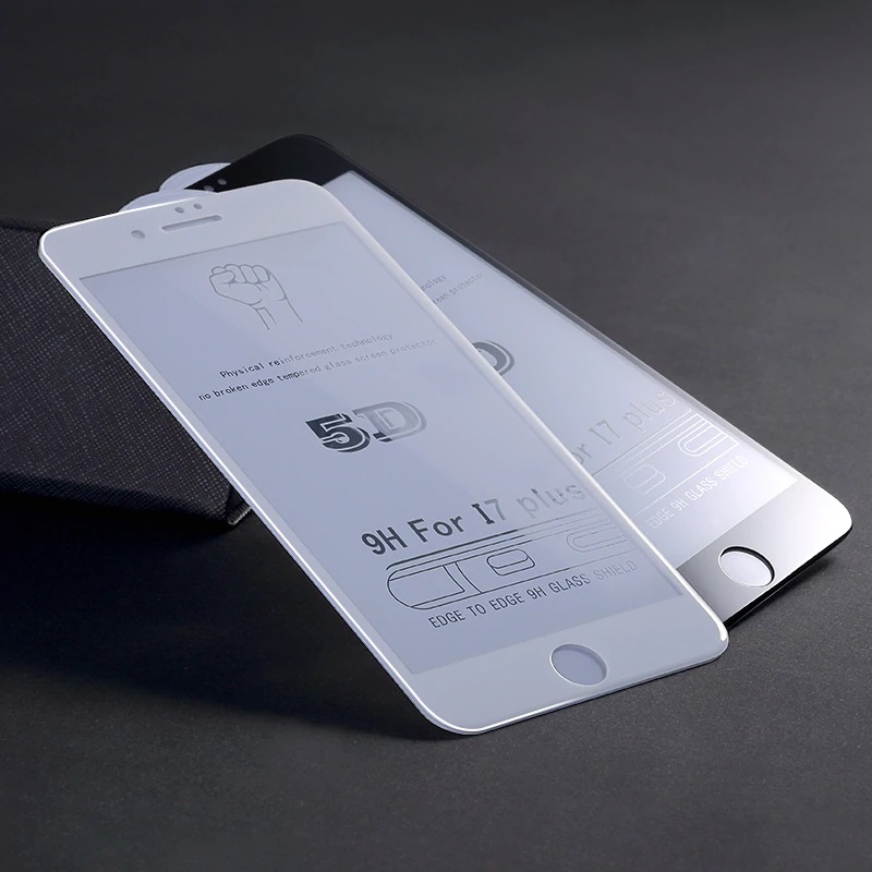Защитное стекло "5D" PREMIUM FULL GLUE для APPLE iPhone 7/8 Plus (5.5"), цвет канта чёрный.