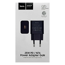 СЗУ (Сетевое зарядное устройство) HOCO N76 Star, 1 USB Type C, PD25W, цвет черный