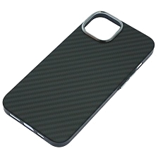 Чехол накладка KWI-NI с поддержкой MagSafe для APPLE iPhone 13, iPhone 14 карбон, цвет черный