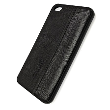Чехол накладка для XIAOMI Redmi GO, силикон, текстура кожи, цвет черный.