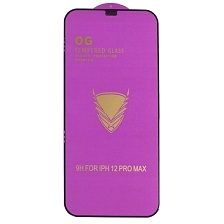 Защитное стекло 9H OG для APPLE iPhone 12 Pro Max (6.7"), с сеточкой на динамике, цвет окантовки черный