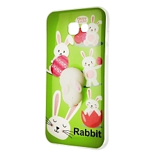 Чехол накладка для SAMSUNG Galaxy A7 2017 (SM-A720), cиликон, рисунок 3D игрушка Зайка Rabbit.