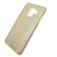 Чехол накладка Cherry II для SAMSUNG Galaxy A8 Plus 2018 (SM-A730), силикон, цвет золотистый.