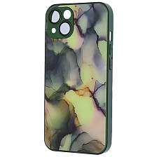 Чехол накладка AG Glass case для APPLE iPhone 13 (6.1"), силикон, стекло, защита камеры, цвет зеленый