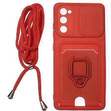 Чехол накладка MULTI FUNCTION 4 в 1 для SAMSUNG Galaxy S20 FE (SM-G780), цвет красный