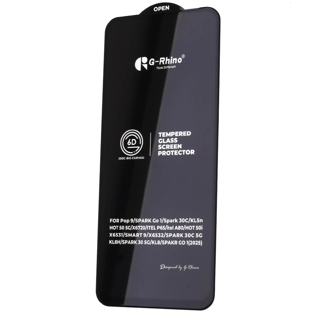 Защитное стекло 6D G-Rhino 200C для TECNO Spark GO 1, Spark 30C, цвет окантовки черный Защитное стекло 6D G-Rhino 200C для TECNO Spark GO 1, Spark 30C, цвет окантовки черный