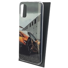 Чехол накладка Vinil для XIAOMI POCO M3, силикон, глянцевый, рисунок оранжевый Ламборджини
