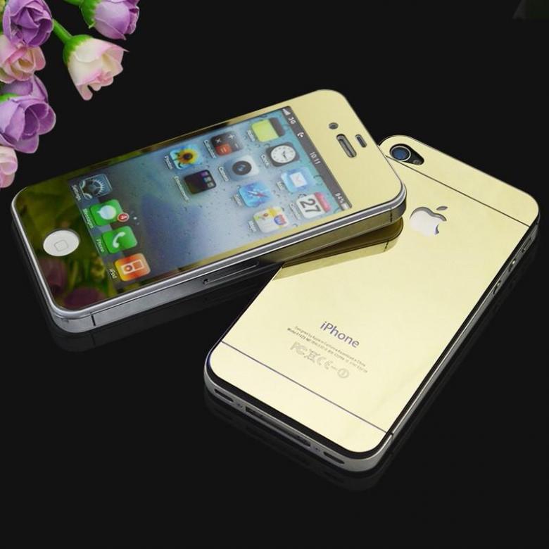 Защитное стекло для iPhone 4/4S Tempered Glass 0,33мм 9H (двойное/золотое/ударопрочное).