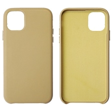 Чехол накладка Leather Case для APPLE iPhone 11, силикон, бархат, экокожа, цвет желто бежевый