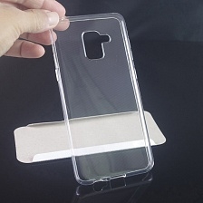 Чехол накладка для SAMSUNG Galaxy A8 Plus (SM-A730), силикон, ультратонкий, цвет прозрачный
