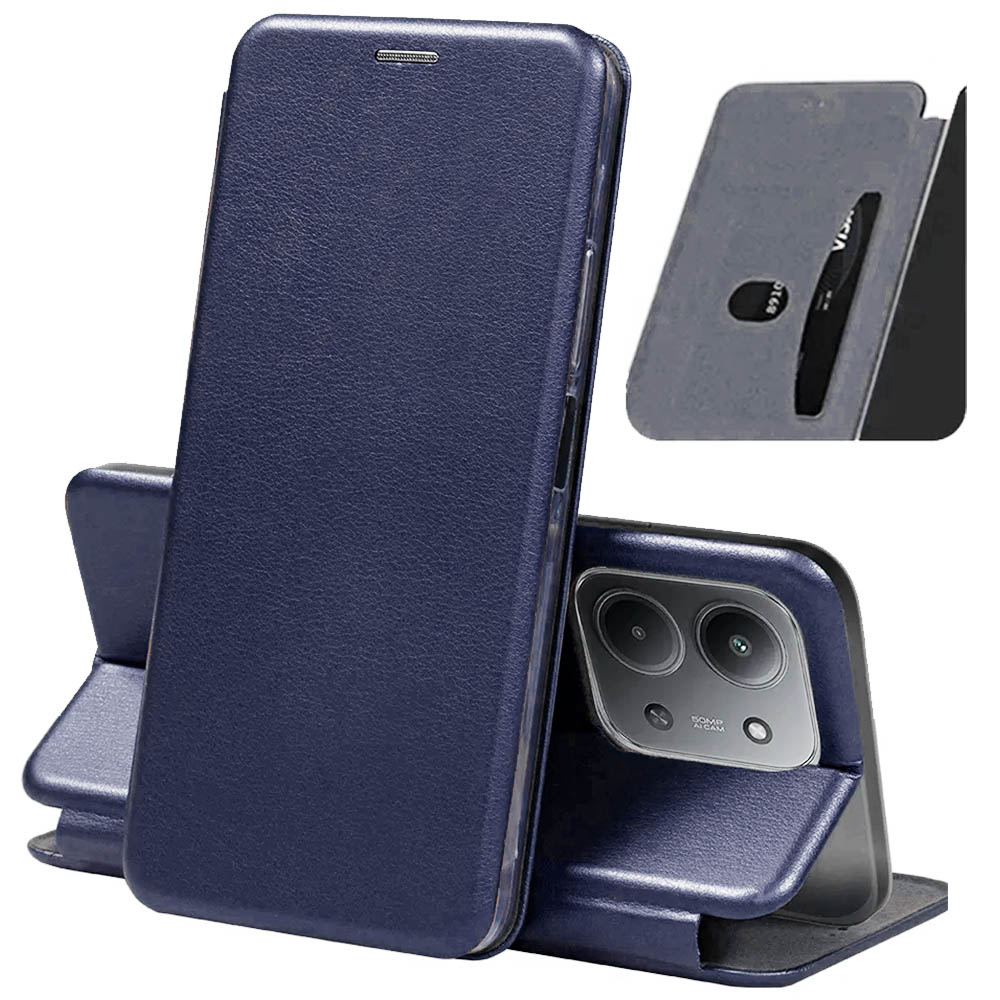 Чехол книжка STYLISH для XIAOMI Redmi 15C, POCO C85, экокожа, визитница, цвет темно синий