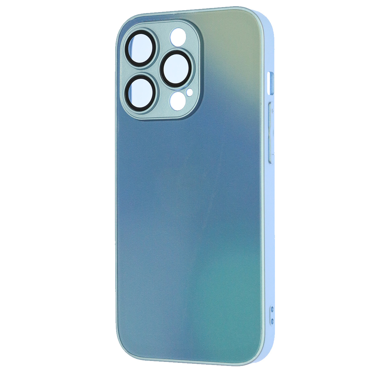 Чехол накладка с поддержкой MagSafe для APPLE iPhone 14 Pro (6.1"), силикон, стекло, защита камеры, цвет серо голубой