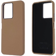 Чехол накладка для XIAOMI Redmi 13C, POCO C65, силикон, пластик, текстура кожи, бархат, цвет коричневый