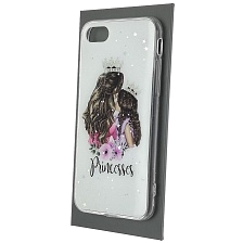 Чехол накладка Vinil для APPLE iPhone 7, iPhone 8, iPhone SE 2020, силикон, блестки, глянцевый, рисунок Princesses