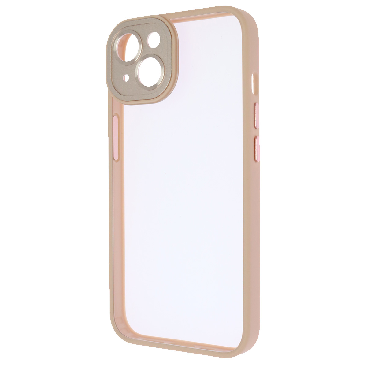 Чехол накладка для APPLE iPhone 13, защита камеры, силикон, прозрачный, цвет окантовки розовый песок