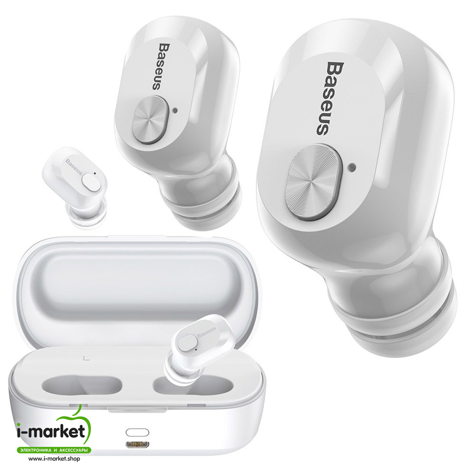 Гарнитура (наушники с микрофоном) беспроводная, BASEUS NGW01-02 Encok True Wireless Earphones W01 Bluetooth 5.0 TWS, цвет белый.