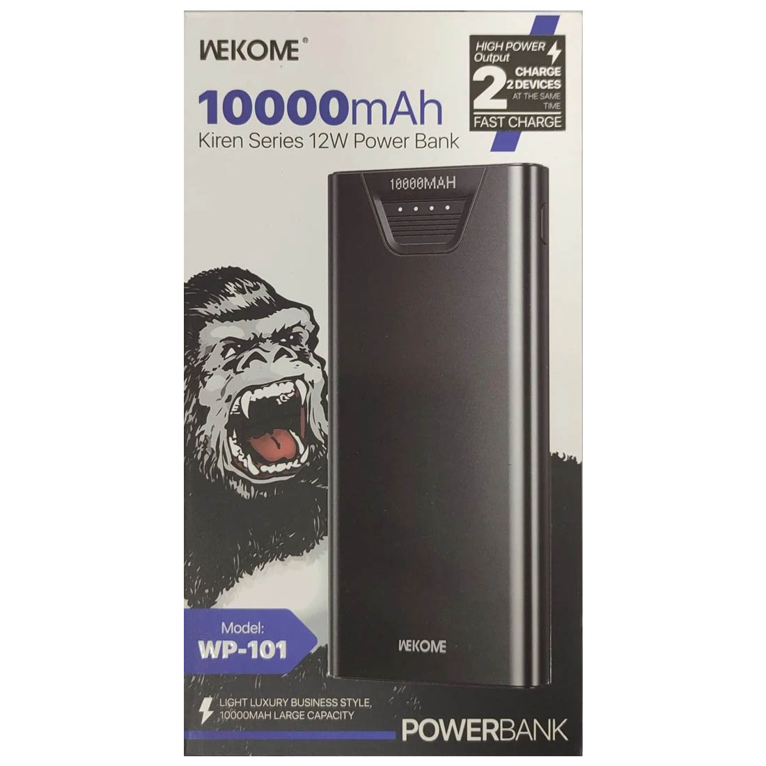 Внешний портативный аккумулятор, WEKOME Kiren Series WP-101, 10000 mAh, цвет черный Внешний портативный аккумулятор, WEKOME Kiren Series WP-101, 10000 mAh, цвет черный