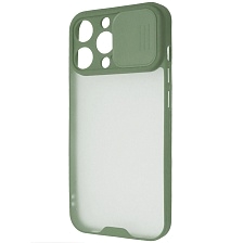 Чехол накладка LIFE TIME для APPLE iPhone 13 Pro (6.1), силикон, пластик, матовый, со шторкой для защиты задней камеры, цвет окантовки хвойный