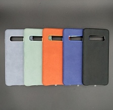 Чехол-накладка ALCANTARA для SAMSUNG S10 Plus цвет серый ASH.