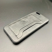 Чехол накладка Santa Barbara для APPLE iPhone 6, 6G, 6S, силикон, под кожу с кармашком, цвет черный.