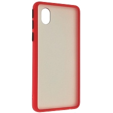 Чехол накладка SKIN SHELL для SAMSUNG Galaxy A01 Core (SM-A013), силикон, пластик, цвет окантовки красный
