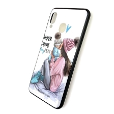 Чехол накладка для SAMSUNG Galaxy A30 (SM-A305), силикон, рисунок super MOM boy MOM.