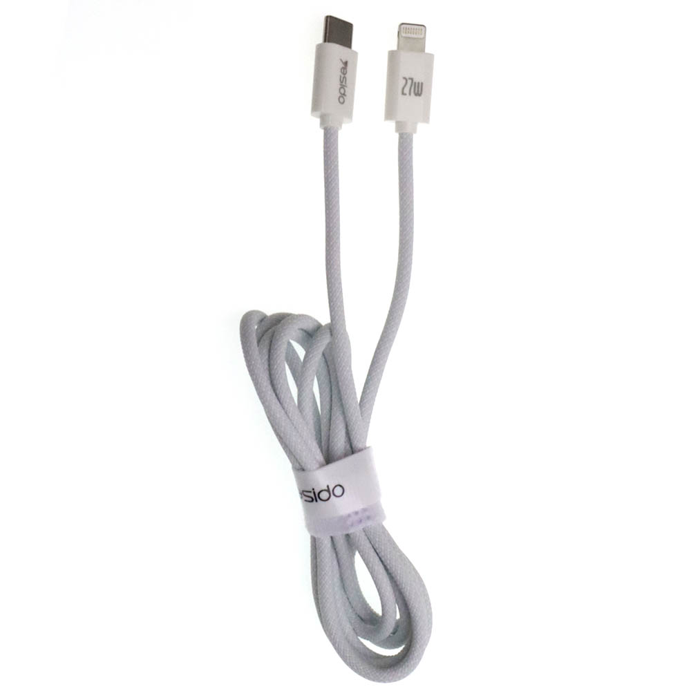Кабель YESIDO CA170 USB Type C на Lightning 8 pin, PD27W, длина 1.2 метра, цвет белый Кабель YESIDO CA170 USB Type C на Lightning 8 pin, PD27W, длина 1.2 метра, цвет белый