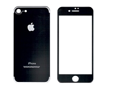 Защитное стекло iPhone 7/8 алюминиевое черное, переднее + заднее.