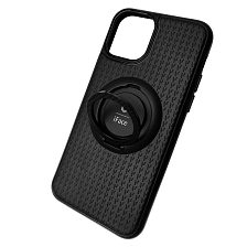 Чехол накладка для APPLE iPhone 11 Pro 2019, металлическое кольцо, цвет черный.