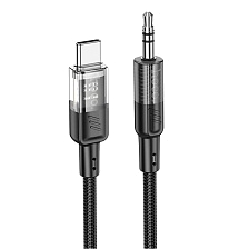 Аудио кабель, переходник HOCO UPA27 Spirit USB Type C на AUX (Jack 3.5 мм), длина 1.2 метра, цвет черный Аудио кабель, переходник HOCO UPA27 Spirit USB Type C на AUX (Jack 3.5 мм), длина 1.2 метра, цвет черный