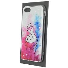 Чехол накладка Vinil для APPLE iPhone 7, iPhone 8, iPhone SE 2020, силикон, блестки, глянцевый, рисунок щелчок с сердечком