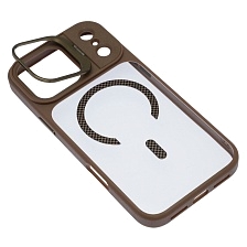 Чехол накладка Cabbeen с поддержкой MagSafe для APPLE iPhone 17 Pro Max, подставка, цвет прозрачно коричневый