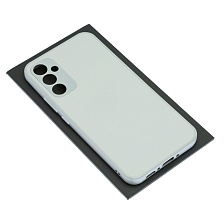 Чехол накладка для SAMSUNG Galaxy A34 5G, защита камеры, силикон, пластик, цвет бело серебристый