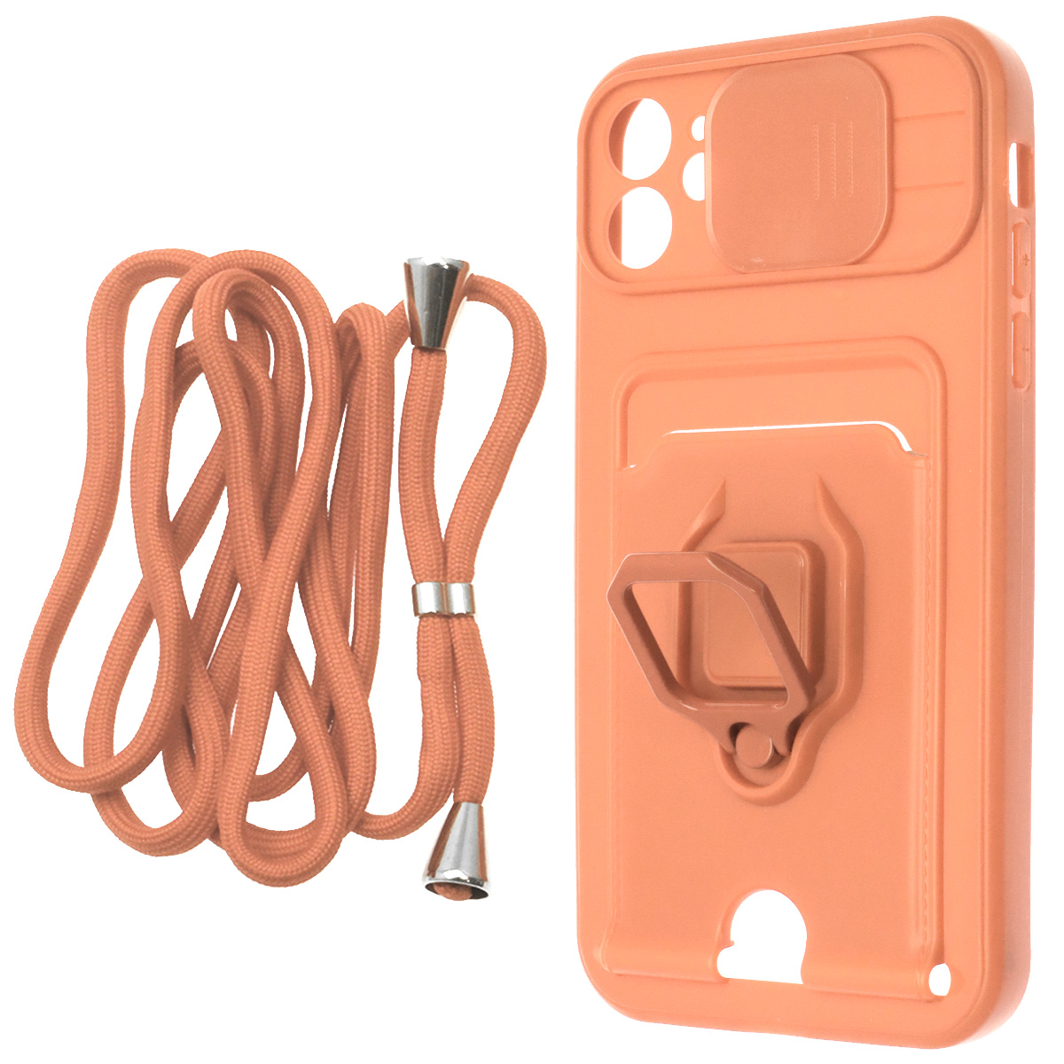 Чехол накладка MULTI FUNCTION 4 в 1 для APPLE iPhone 11 (6.1), цвет персиковый