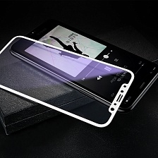 Защитное стекло Soft 3D для APPLE iPhone X / XS / 11 Pro (5.8") Anti-Blue light Baseus ударопрочное 0.23 кант белый.