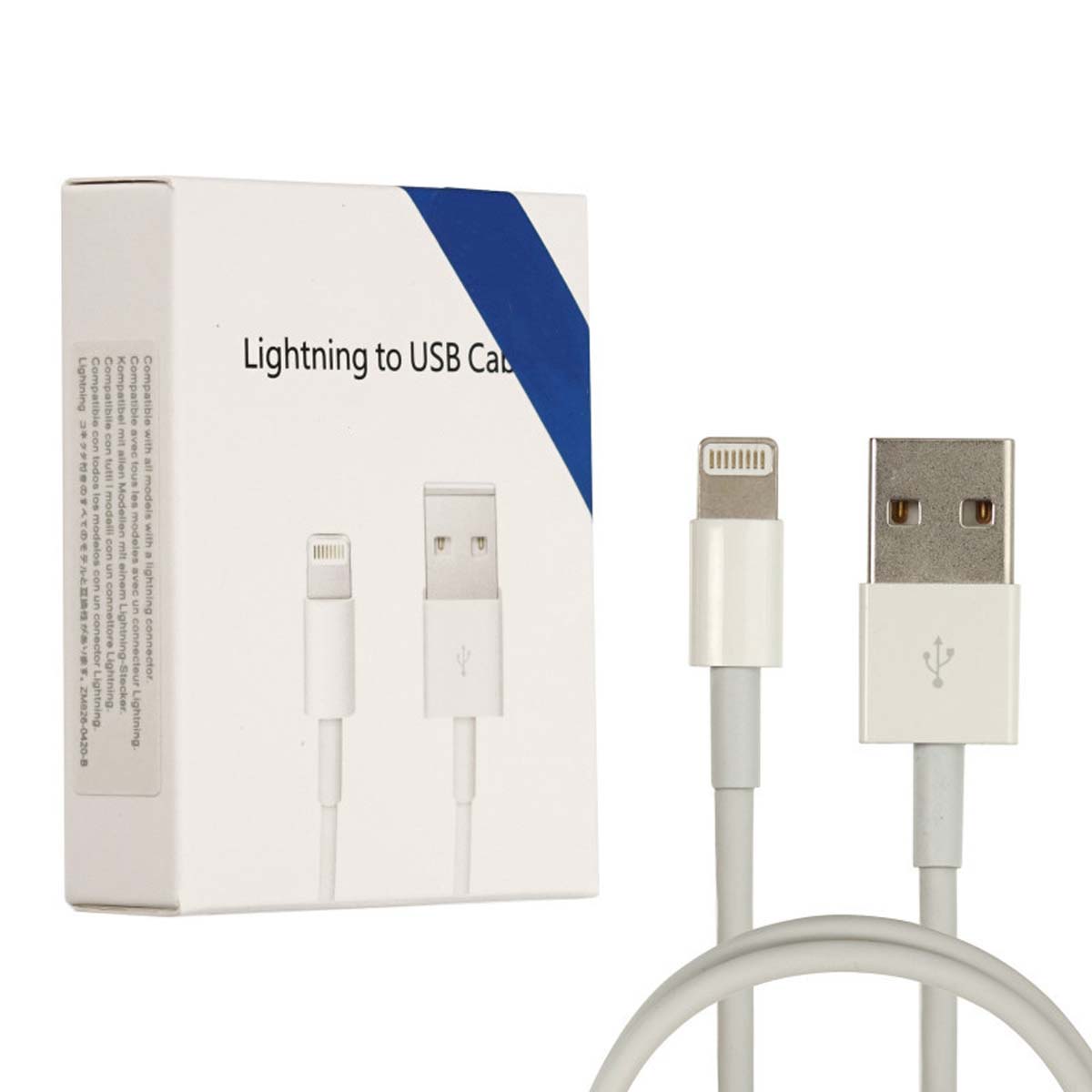 Кабель USB A10 Lightning 8 pin, длина 1 метр, цвет белый