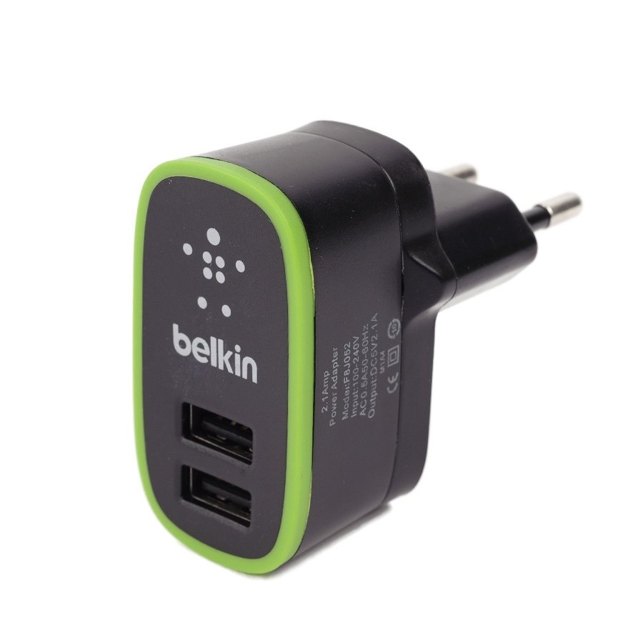 СЗУ (Сетевое зарядное устройство) Belkin 2 USB, 5V-2.0A, цвет черный.